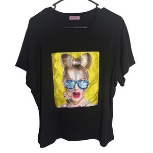 Streetwear Mistic Black Graphic T-Shirt Womens 3XL Girl Lollipop Sunglasses